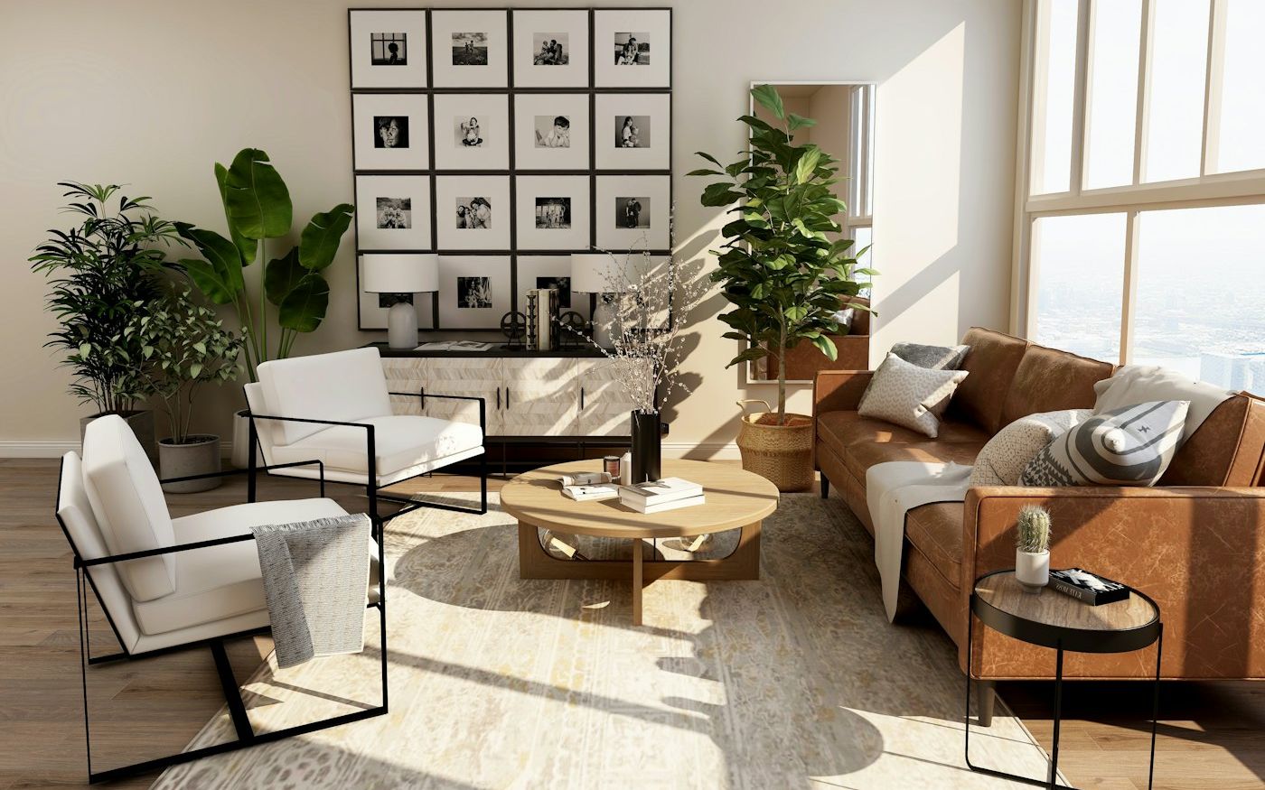 Interior renovation: final render of the same view
