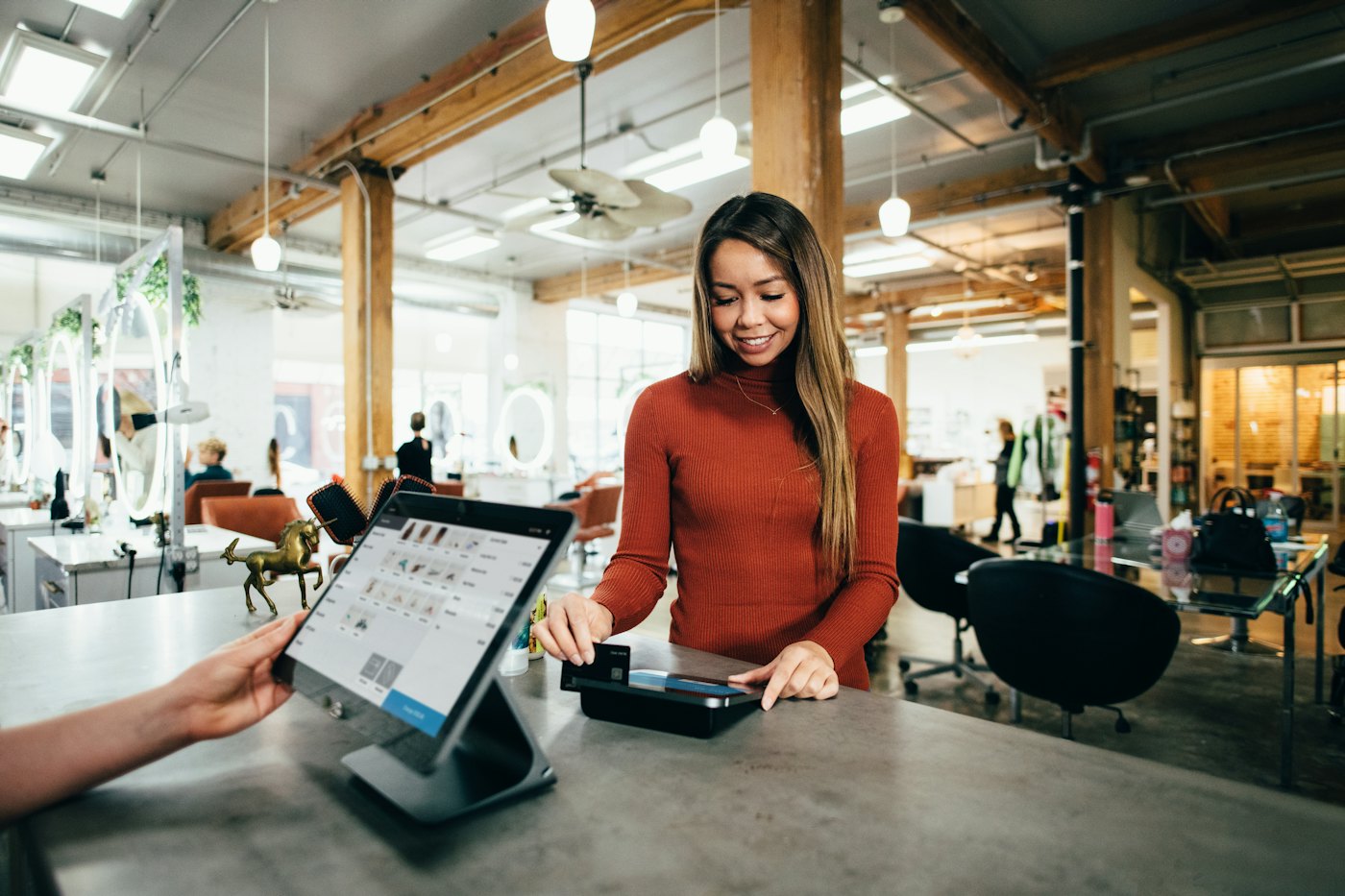 Online store checkout on a tablet
